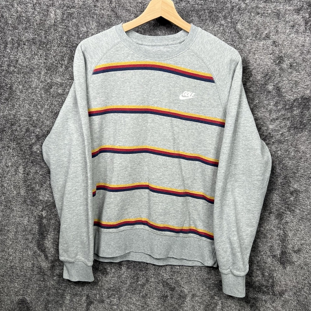 Nike Golf Striped French Terry Fleece Crew Neck Sweatshirt Men's Size Medium